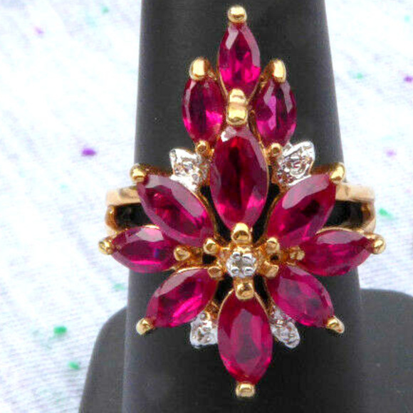 QVC 925 gold over sterling silver chunky ring ruby - Picture 4 of 5